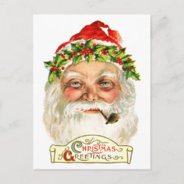 Santa Smoking A Pipe Helg Vykort