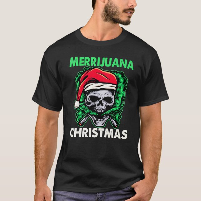 Santa Smoking Merrijuana jul Ogräs Costume T Shirt (Framsida)