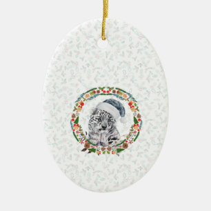 Santa Snö Leopard Julgransprydnad Keramik