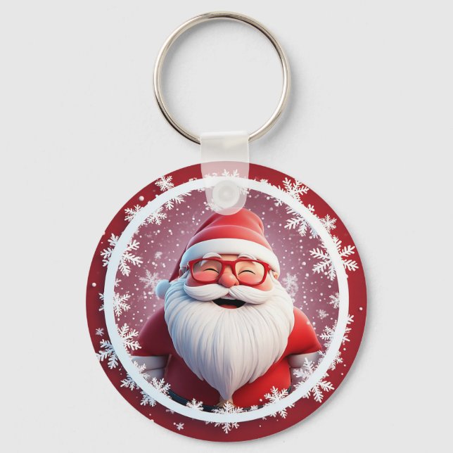 Santa Snöflinga Jul Nyckelring Presentidé (Framsida)