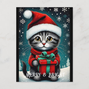 Santa Snöflingor Cute Kattunge Gift Snowy jul Vykort