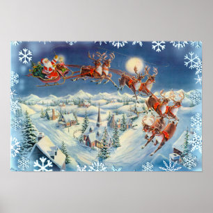 SANTA SNÖFLINGOR & SLEIGH by SHARON SHARPE Poster