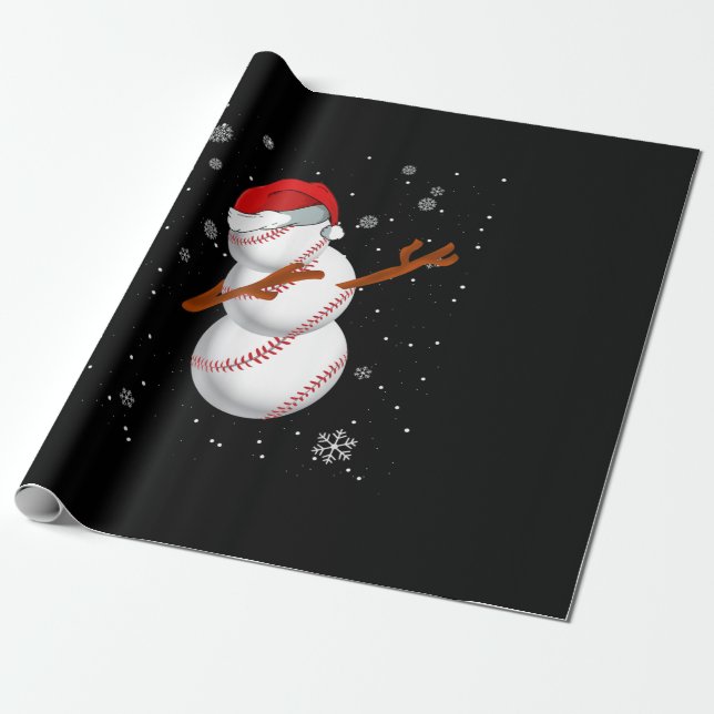 Santa Snögubbe Baseball Dabbing Heart Presentpapper (Utrullad)