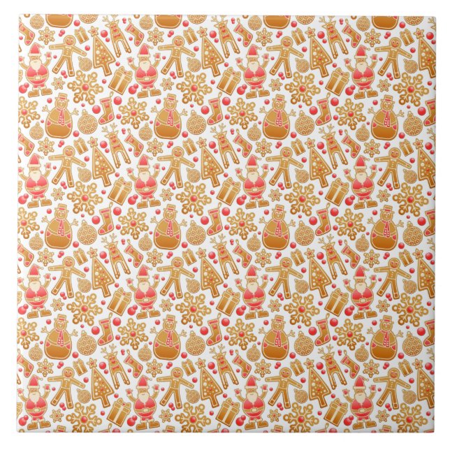 Santa & Snögubbe Gingerbröd Julkookies Kakelplatta (Framsidan)