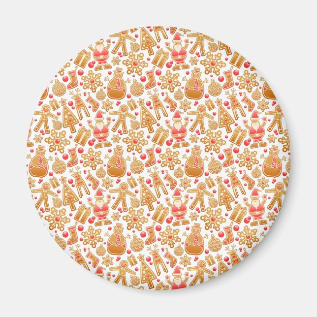 Santa & Snögubbe Gingerbröd Julkookies Magnet (Framsidan)