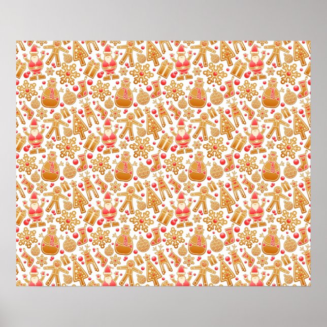 Santa & Snögubbe Gingerbröd Julkookies Poster (Framsidan)