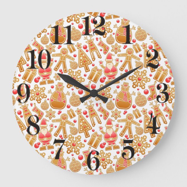 Santa & Snögubbe Gingerbröd Julkookies Stor Klocka (Framsida)