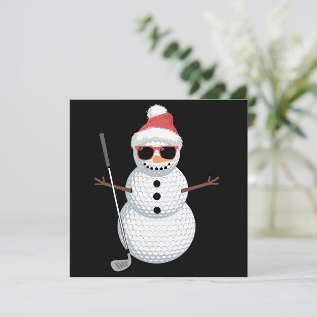 Santa Snögubbe Golf Boll jul Golfer Gift Inbjudningar (Stående Fram)