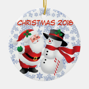 Santa/snögubbe Julgransprydnad Keramik