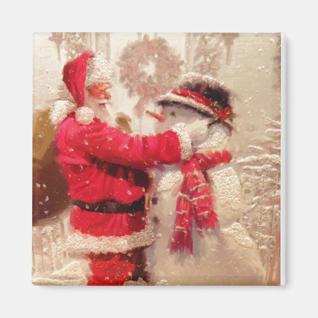 Santa & Snögubbe Magnet (Framsidan)