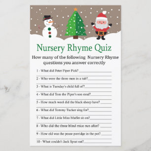 Santa,snögubbe Nursery Rhyme Quiz babyduschspel
