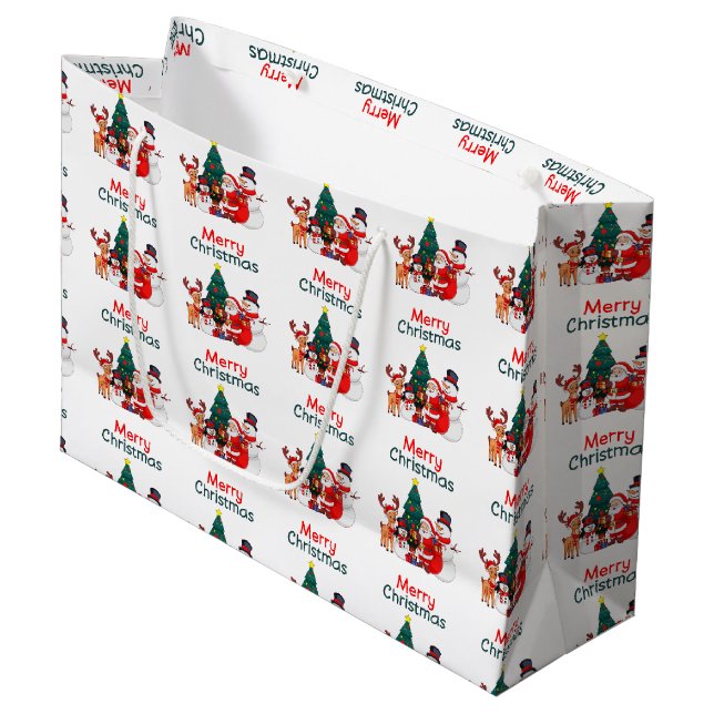 Santa Snögubbe och renar Festive God jul (Framsidan Vinklad)