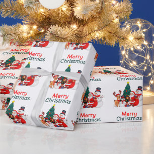 Santa Snögubbe och renar Festive God jul Presentpapper
