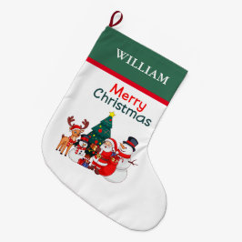 Santa Snögubbe och renar Festive God jul Stor Julstrumpa