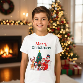 Santa Snögubbe och renar Festive God jul T Shirt