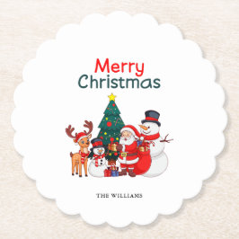 Santa Snögubbe och renar Festive God jul Underlägg Papper
