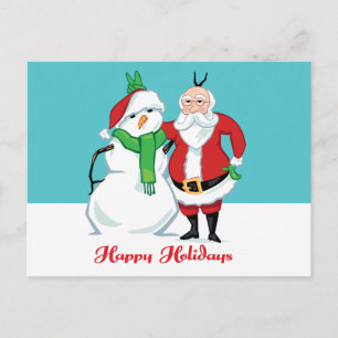 Santa Snögubbe Photo Helg Vykort