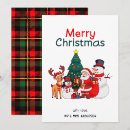 Santa Snögubbe Reindeer Festive God jul Julkort