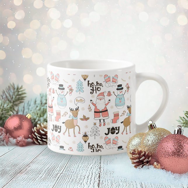 Santa, Snögubbe, Reindeer Mönster ID559 Espressomugg (Skapare uppladdad)
