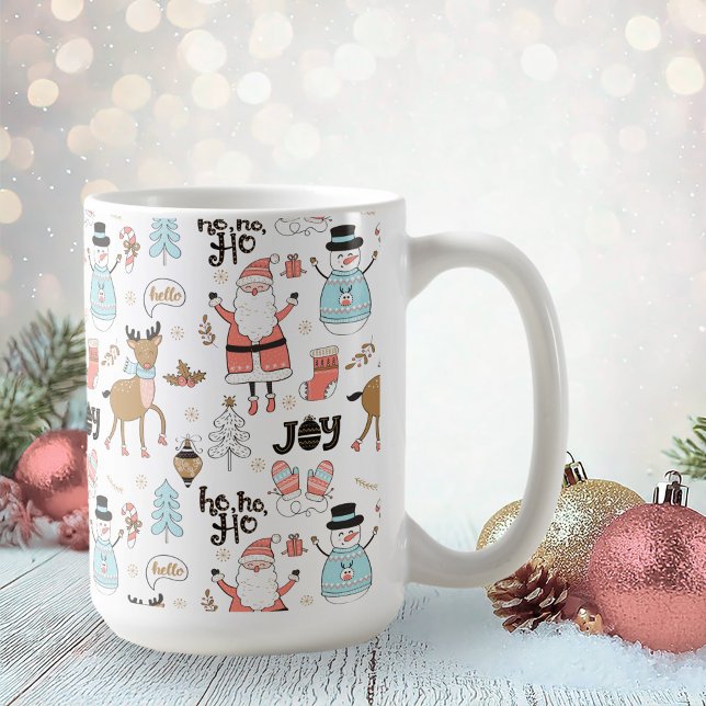 Santa, Snögubbe, Reindeer Mönster ID559 Kaffemugg (Skapare uppladdad)