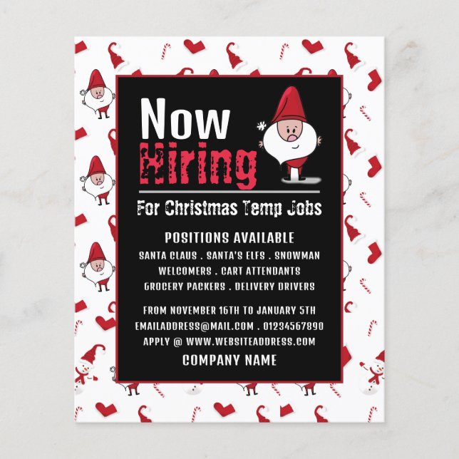 Santa & Snögubbe, Säsong Rekryteringsannonsering Flygblad (Framsidan)