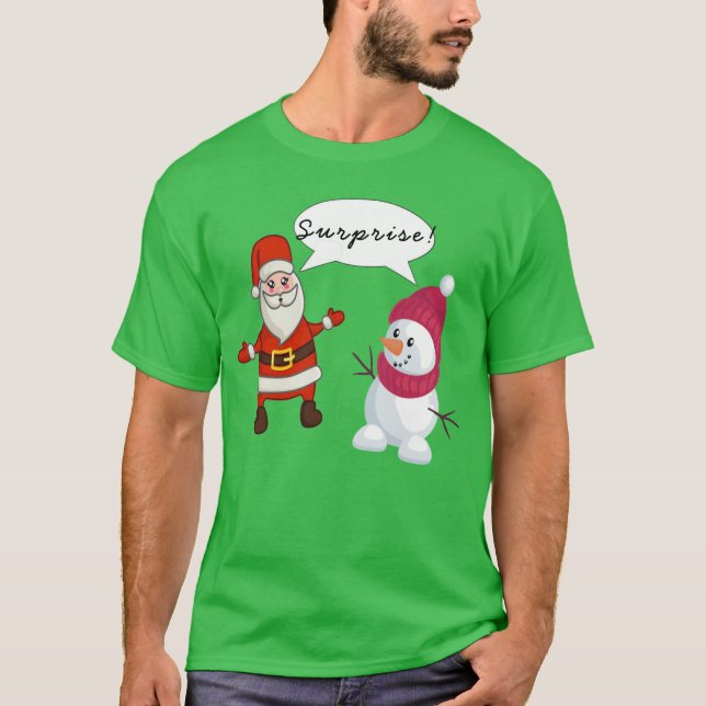 Santa Snögubbe Shock Surprise jul Humor T Shirt (Framsida)