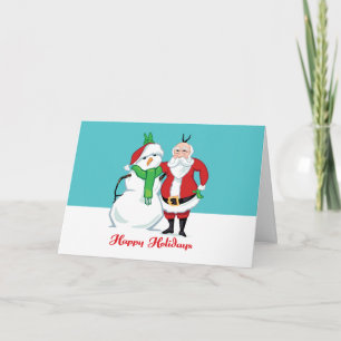 Santa snögubbefoto helgkort