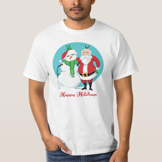 Santa snögubbefoto t-shirt (Framsida)