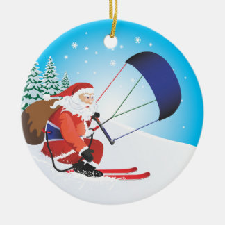 Santa Snowkite skidar prydnaden Julgransprydnad Keramik
