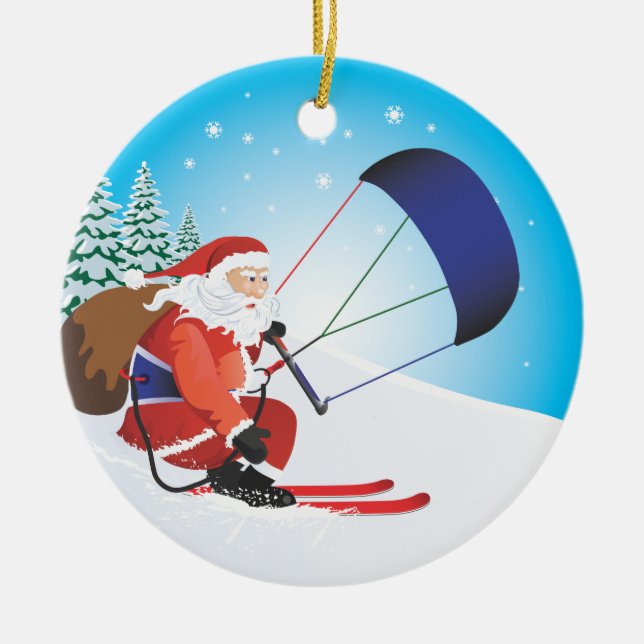 Santa Snowkite skidar prydnaden Julgransprydnad Keramik (Framsidan)