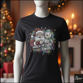 Santa Snowman Coffee Cheer Paint Splatter T Shirt