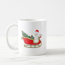 Santa snowman distributing gifts kaffemugg