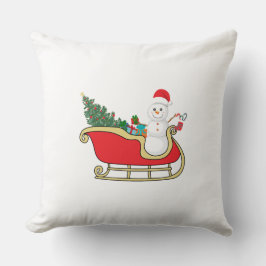 Santa snowman distributing gifts kudde