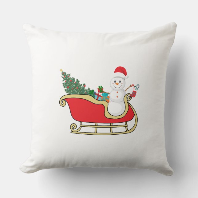 Santa snowman distributing gifts kudde (Framsida)