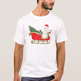 Santa snowman distributing gifts t shirt