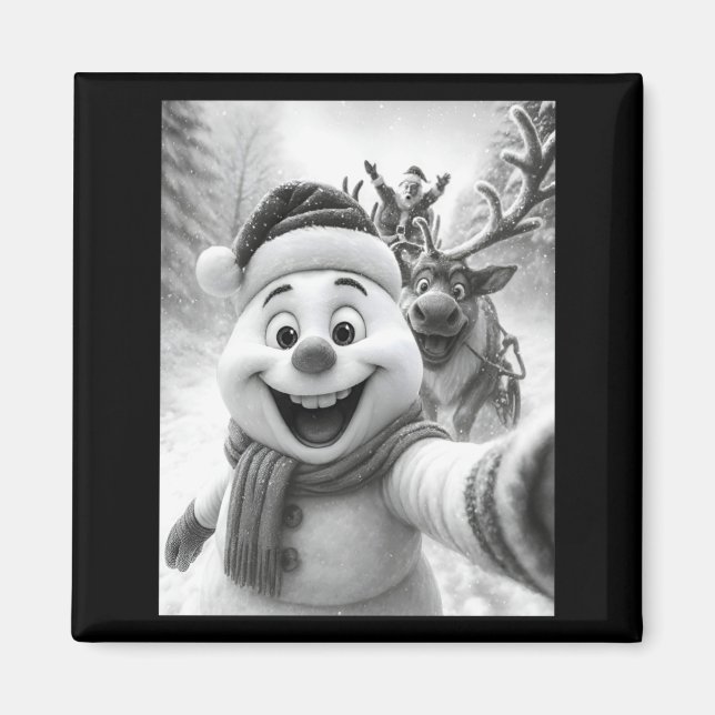 Santa Snowman Reindeer Taking A Selfie Photo Chris Magnet (Framsidan)