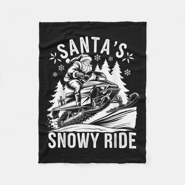 Santa Snowmobile Riding Snowmobiling Christmas  Fleecefilt (Framsidan)