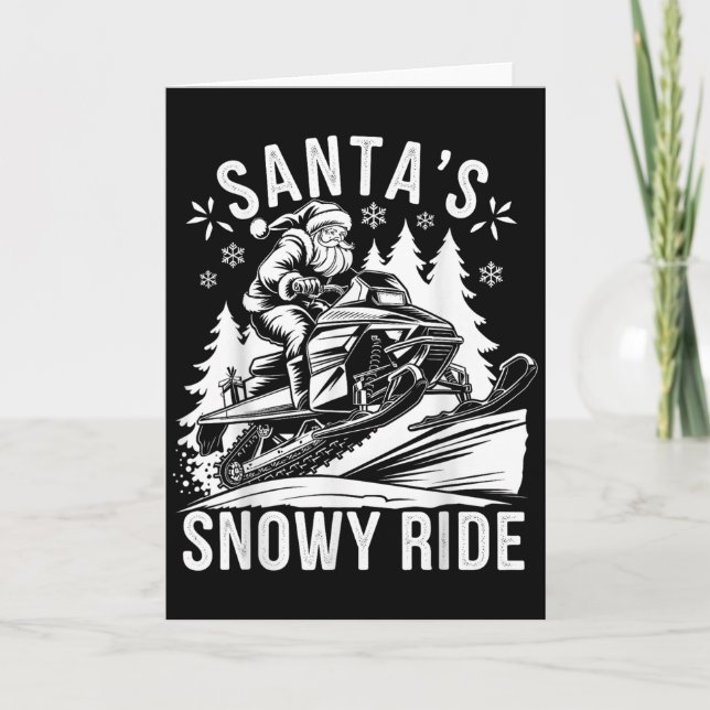 Santa Snowmobile Riding Snowmobiling Christmas  Kort (Framsida)