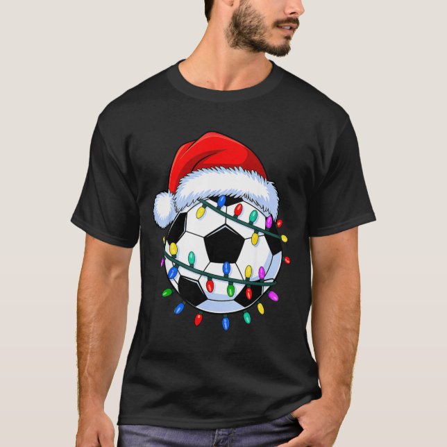 Santa Soccer Ball Christmas Soccer  T Shirt (Framsida)
