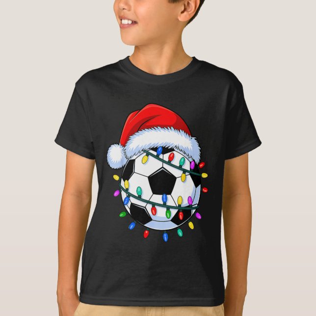 Santa Soccer Ball Christmas Soccer  T Shirt (Framsida)