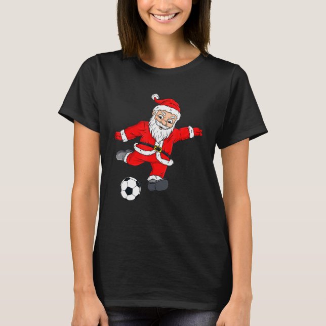 Santa Soccer Ball jul Pajamas Julafton for Boys T Shirt (Framsida)
