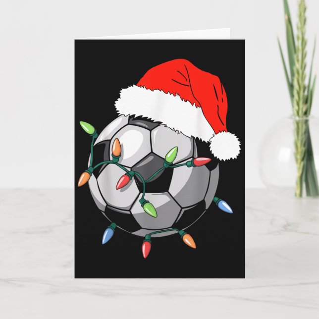 Santa Soccer Ball Shirt Men Youth Boys Christmas P Kort (Framsida)
