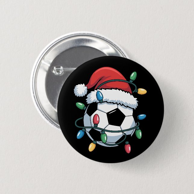 Santa Soccer Ball Sports Christmas Soccer Player Knapp (Framsida & baksida)