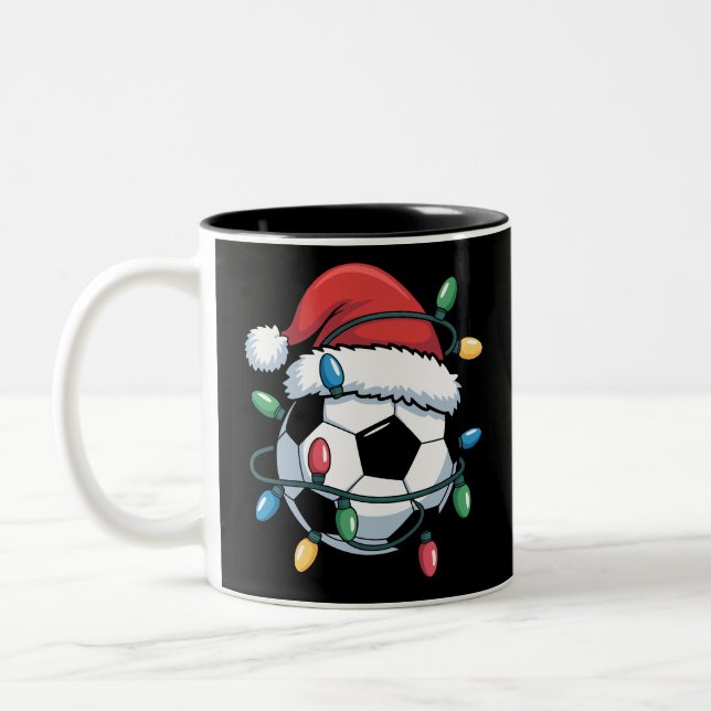 Santa Soccer Ball Sports Christmas Soccer Player Två-Tonad Mugg (Vänster)