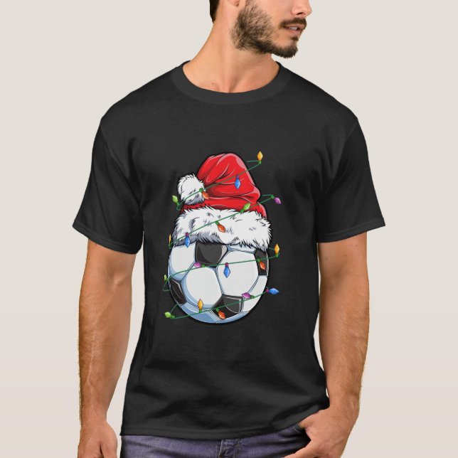 Santa Soccer Ball Sports Design Julfotboll P T Shirt (Framsida)