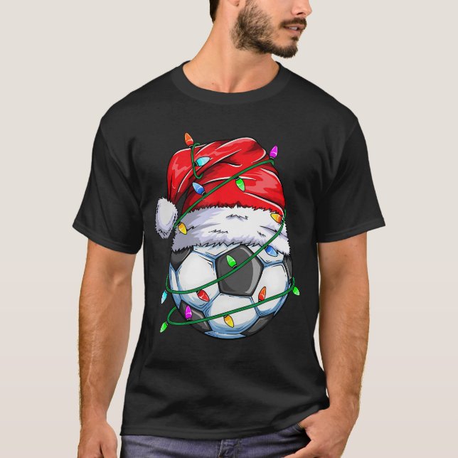 Santa Soccer Ball Sports Design - Julfotboll T Shirt (Framsida)
