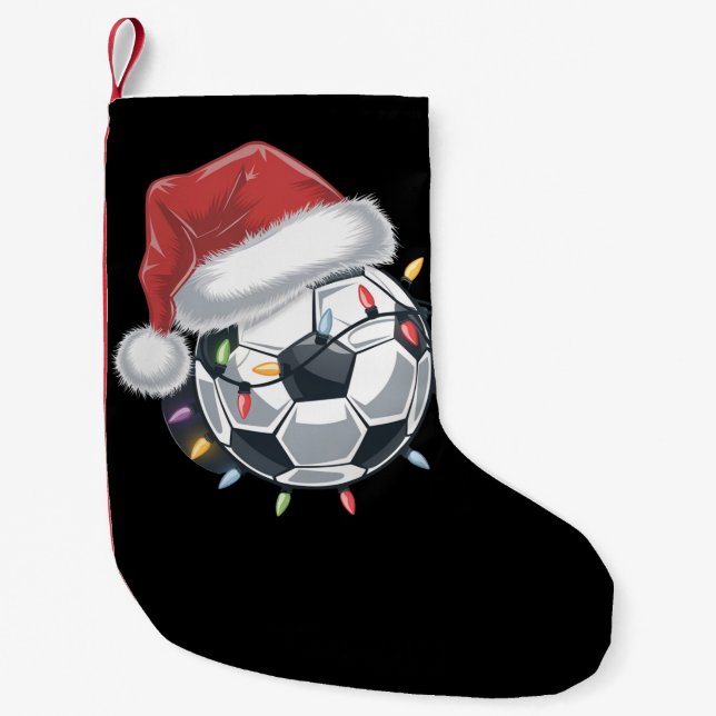 Santa Soccer Ball Sports-julspelaren Liten Julstrumpa (Framsidan)