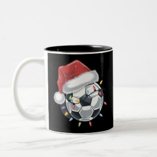 Santa Soccer Ball Sports-julspelaren Två-Tonad Mugg