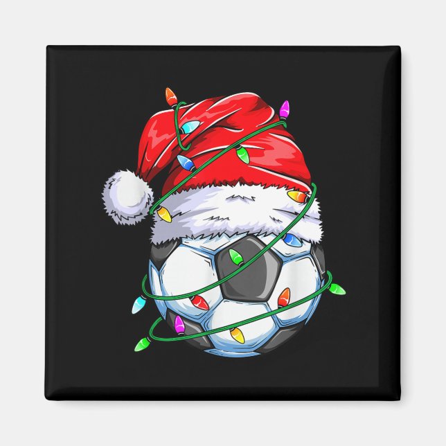 Santa Soccer Ball Srts Design- Christmas Soccer Pl Magnet (Framsidan)