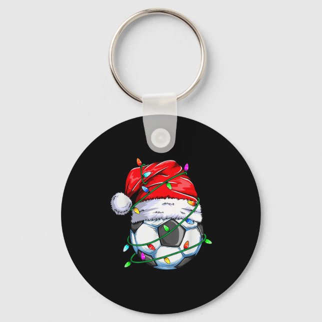 Santa Soccer Ball Srts Design- Christmas Soccer Pl Nyckelring (Framsida)